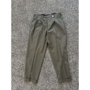AXIST Mens Pleated Cuffed Dress Pants Olive Taupe Slacks 36x30 Trousers
